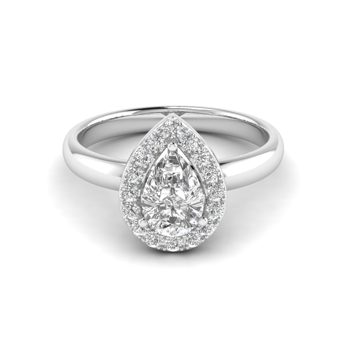 White Gold Studded 1.024 Carat Lab Grown Diamond Ring-G Color VS1 Clarity.